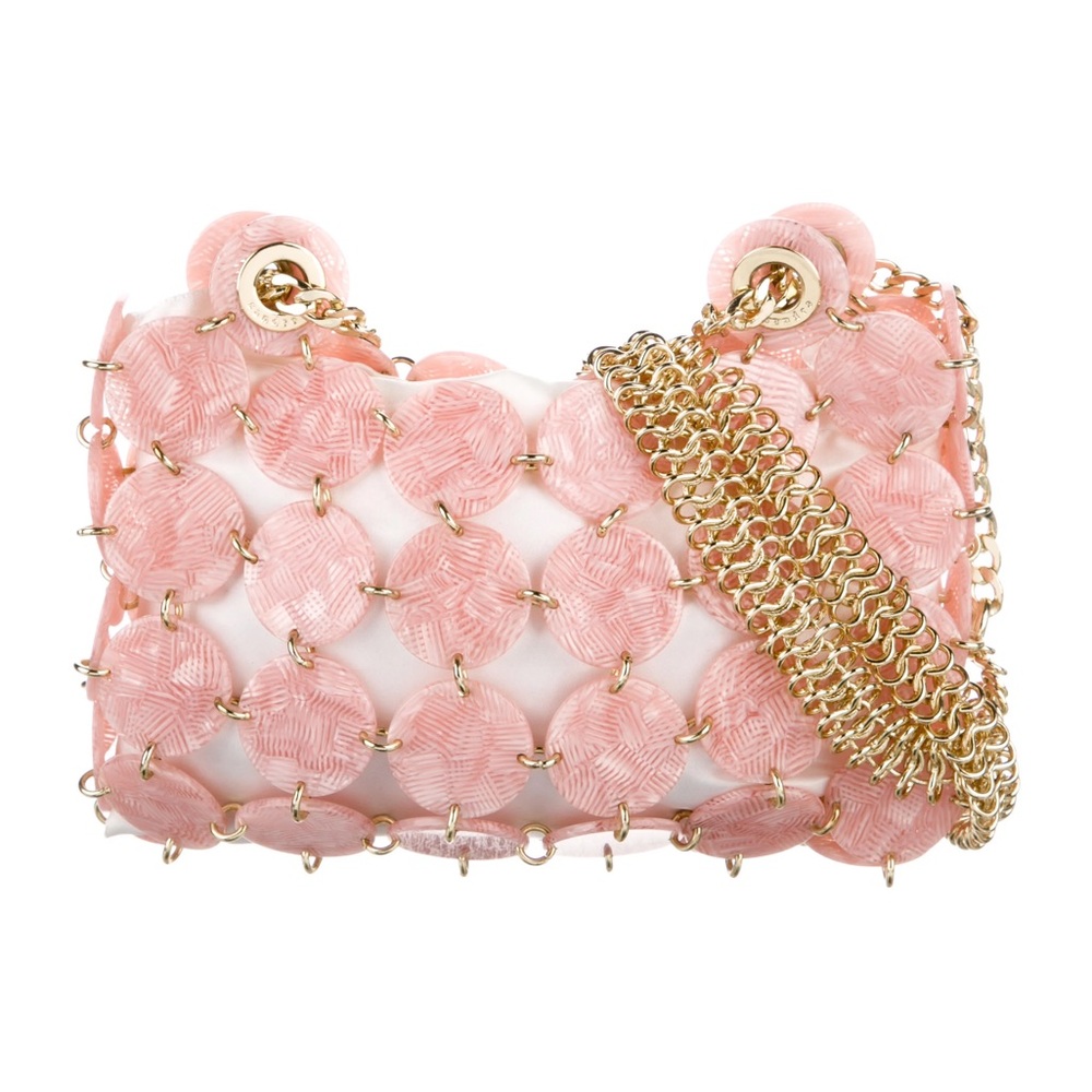 Sandro Pastille Marbled Resin-Embellished Chainmail Shoulder Bag - Pink - SS ‘20